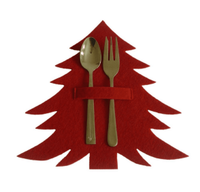 Red And Green Christmas Tree Cutlery Set (Option: Red-4PCS)