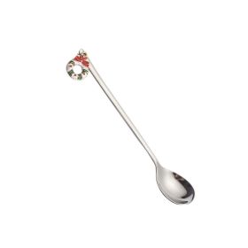 304 Stainless Steel Christmas Spoon (Option: Silver-Christmas wreath)