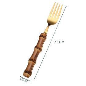 Stainless Steel Cutlery And Bamboo Handle Set (Option: Table fork)