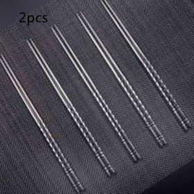 Stainless Steel Blue And White Porcelain Thread High Quality Hollow Chopsticks (Option: 2Style 2pcs)