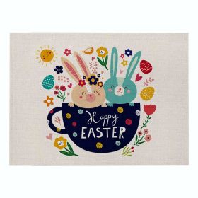 Home Cartoon Rabbit Kitchen Insulation Coaster Anti-scalding Cotton And Linen Western Placemat (Option: CD0645-Cotton and linen-32X21cm)