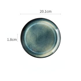 Lototo Japanese Tableware Set Ceramic Bowl Plate (Option: Eucalyptus8inches)