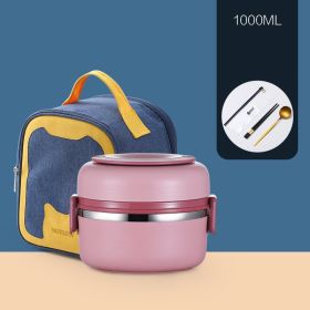 304 Stainless Steel Insulated Barrel Multi-layer Lunch Box (Option: Pink-3 Style)