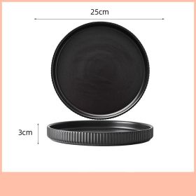 Home Creative Personality Striped Steak Plate (Option: Black-10inch shallow dish)