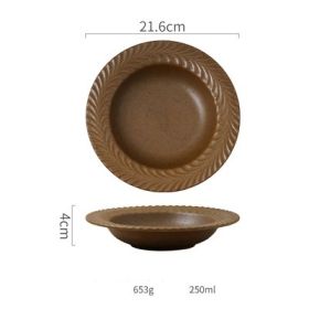 Stoneware Deep Dish Nordic Restaurant Large Soup Plate (Color: Brown)