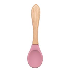 Silicone Baby Food Supplement Tableware Silicone Spoon (Option: Dark pink-3.2x14cm)