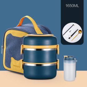 304 Stainless Steel Insulated Barrel Multi-layer Lunch Box (Option: Blue-6 Style)