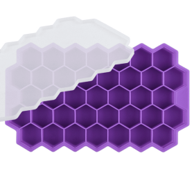 1pc Ice Tray Mold; Honeycomb Silicone Ice Tray; Hexagonal Ice Tray; 37 Grids Honeycomb Ice Tray; Ice Cube Mold; Honeycomb Ice Box; Ice Ball (Color: Purple)