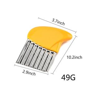 Potato Cutter Stainless Steel Wavy Knife French Fry Chip Cutter (Color: Yellow)