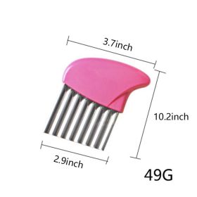 Potato Cutter Stainless Steel Wavy Knife French Fry Chip Cutter (Color: Pink)