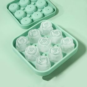 1pc; Frozen Ice Rose Mold; Food Grade Silicone Cork Block Ice Box Ice Cream Maker Household Grinder (Color: Ai Green)