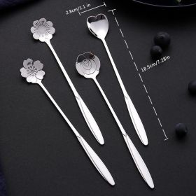 4pcs/set Coffee Scoop; Ice Cream Dessert Scoop; Stainless Steel Long Handle Mug Stirring Spoon (Color: Silvery)