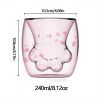 1pc Cat Claw Glass Cup; Creative Insulated Glass Double Layer Coffee Cup High Borosilicate Tea Cup Household Cute Transparent Cat Paw Glass Water Cup