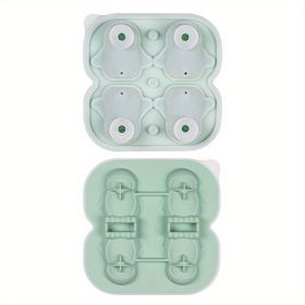 1pc Penguin Model Ice Maker Mold Whiskey Frozen Penguin Ice Cubes Spherical Ice Grid Ice Mold Food Grade Ice Storage Box (Color: 4 Even Penguin Ice Trays - Green)