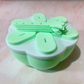 1pc Food Grade Silicone Popsicle Ice Cream Mold Homemade Box Home Ice Cream Stick Ice Tray Grinding Ice Cube Popsicle Mold (Color: Round Green)