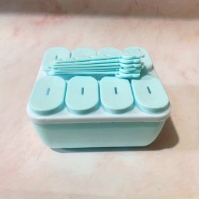 1pc Food Grade Silicone Popsicle Ice Cream Mold Homemade Box Home Ice Cream Stick Ice Tray Grinding Ice Cube Popsicle Mold (Color: Square Blue)