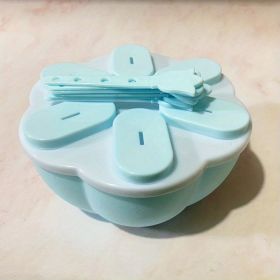 1pc Food Grade Silicone Popsicle Ice Cream Mold Homemade Box Home Ice Cream Stick Ice Tray Grinding Ice Cube Popsicle Mold (Color: Round Blue)