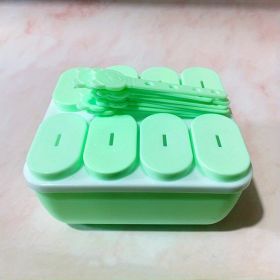 1pc Food Grade Silicone Popsicle Ice Cream Mold Homemade Box Home Ice Cream Stick Ice Tray Grinding Ice Cube Popsicle Mold (Color: Square Green)