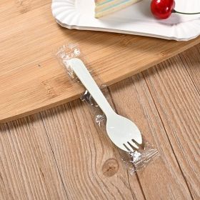 100pcs/set Disposable Plastic Spoons Forks For Cake Ice Cream Salad Fruit Dessert Soup Tea Coffee Party Cake Baking Shop Supplies (Color: 100pcs White)