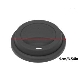 1pc Silicone Drinking Lid; Spill-Proof Cup Lids; Reusable Coffee Mug Lids; Coffee Cup Covers (Color: Black)