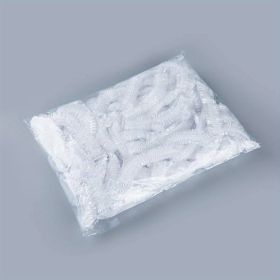 100pcs Plastic Disposable Shower Cap; Hair Dye Shower Cap; Plastic Beauty Salon Cap (Color: White)