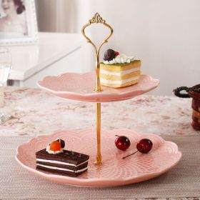 Creative Ceramic  Fruit Plate Home Living Room Dessert Snack Rack (Option: Pink-Large medium plate)