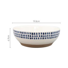 Japanese Nordic Stoneware Blue Raindrop Bowl (Option: Raindrops-8inch)