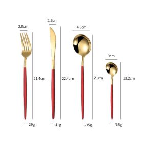 4-piece Stainless Steel Western Cutlery Set (Option: Red gold fourpiece suit)