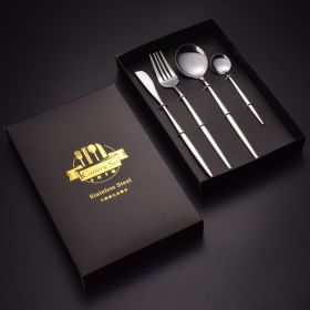 Four-piece Stainless Steel Western Knife Fork And Spoon (Option: True color)