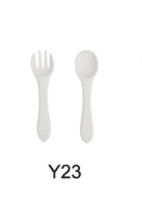 High Quality Natural 100 Food Grade Inventory Easy To Rinse Spoon Weaning Unbreakable Rubber Fork Dishwasher Safe Feeding Set (Option: Y23-Silicone fork spoon)