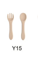 High Quality Natural 100 Food Grade Inventory Easy To Rinse Spoon Weaning Unbreakable Rubber Fork Dishwasher Safe Feeding Set (Option: Y15-Silicone fork spoon)