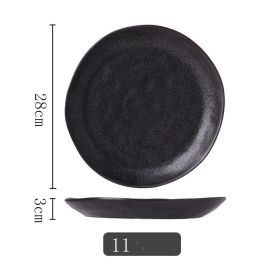 Kiln Into Ceramic Tableware Creative Hotel Steak Plate (Option: Metal black11 inch plate)