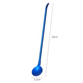 304 Food Grade Stainless Steel Tableware Straw Spoon (Option: Blue-1PC-25cm)