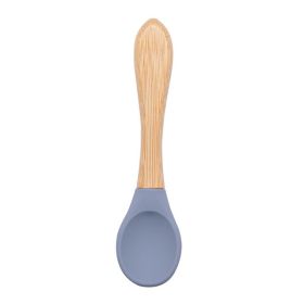 Silicone Baby Food Supplement Tableware Silicone Spoon (Option: Dark blue-3.2x14cm)