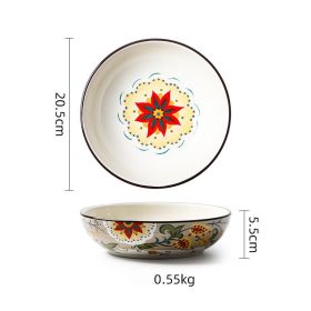 Creative Round Hand Painted Household Ceramic Plate 8 Inch (Option: Oside)