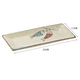 Underglaze Creative Tableware Rectangular Ceramic Cooking Sushi Plate (Option: Double blessing fish)