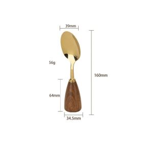 Wooden Handle Stainless Steel Knife Fork Spoon Light Luxury Cute Tableware Set (Option: Spoon)