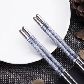 Stainless Steel Blue And White Porcelain Thread High Quality Hollow Chopsticks (Option: 1 Style)