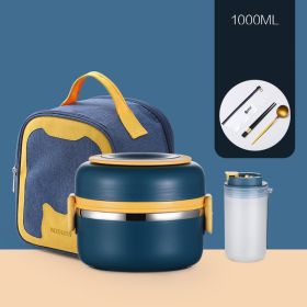 304 Stainless Steel Insulated Barrel Multi-layer Lunch Box (Option: Blue-5 Style)