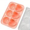 1pc Ice Cube Tray; Rose Flower And Heart Shaped Ice Cube Mold; Food Grade Silicone Ice Ball Maker; Kitchen Tools; Kitchen Supplies