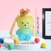 1pc Bear Cute Water Cup; Summer Plastic Cup; Portable Straw Cup; Large-capacity Water Bottle With Strap