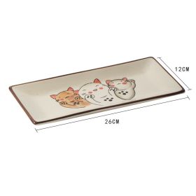 Underglaze Creative Tableware Rectangular Ceramic Cooking Sushi Plate (Option: Three cute cats)