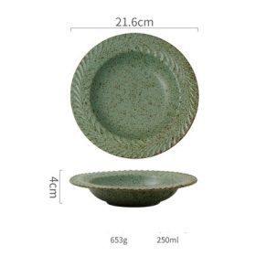 Stoneware Deep Dish Nordic Restaurant Large Soup Plate (Color: Green)