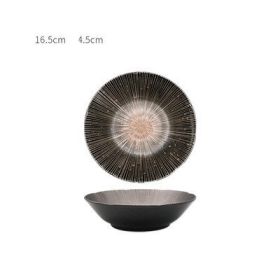 Japanese Style Household Retro Round Dish Dish (Option: Middle bowl black)