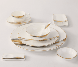 Bone China Hotel Tableware Set Chinese Style (Option: Nine piece set1)