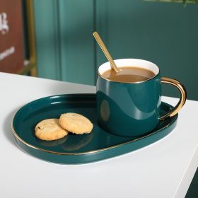 Ceramic Coffee Cup & Saucer Set Creative Breakfast (Option: Slow time)