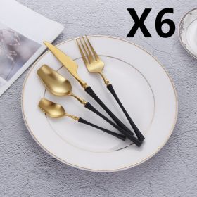 304 Stainless Steel Small Waist Cutlery (Option: Sanding black gold-4Piece set X6)