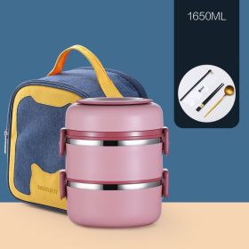 304 Stainless Steel Insulated Barrel Multi-layer Lunch Box (Option: Pink-4 Style)