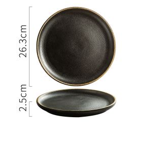 Creative Frosted Black Simple Fashion Ceramic Plate (Option: 10inch high plate in gold)