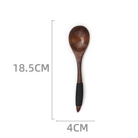 Japanese Style Wooden Long Handle Soup Instant Noodle Spoon (Option: 5 Style)